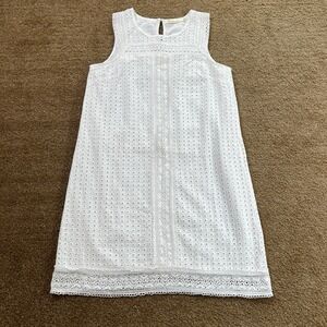 Solitaire White Midi summer‎ Embroidered Dress 100% Cotton Beachy Size M
